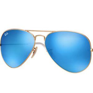 Ray Ban Blue Tinted Gold Rim Aviators